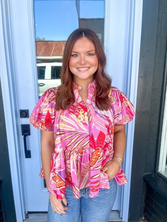 Willa Top in Tropical Pink