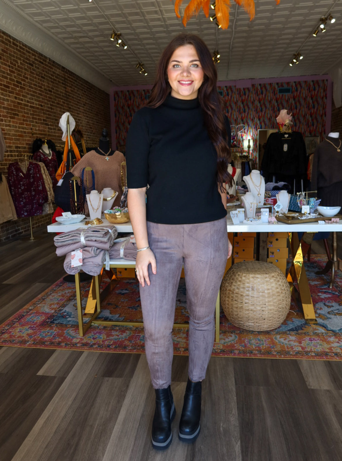 Sadie Suede Ankle Pants in Gray