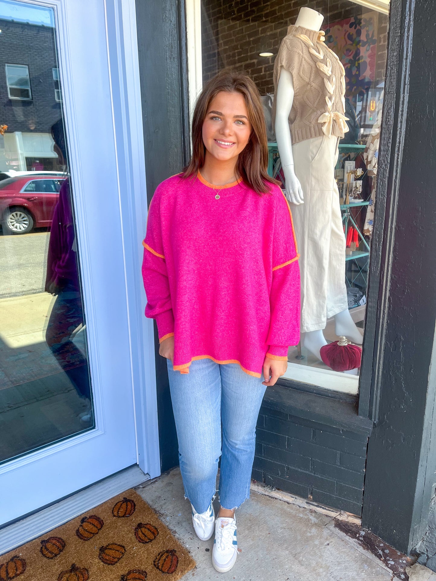 Kelsey Sweater in Hot Pink