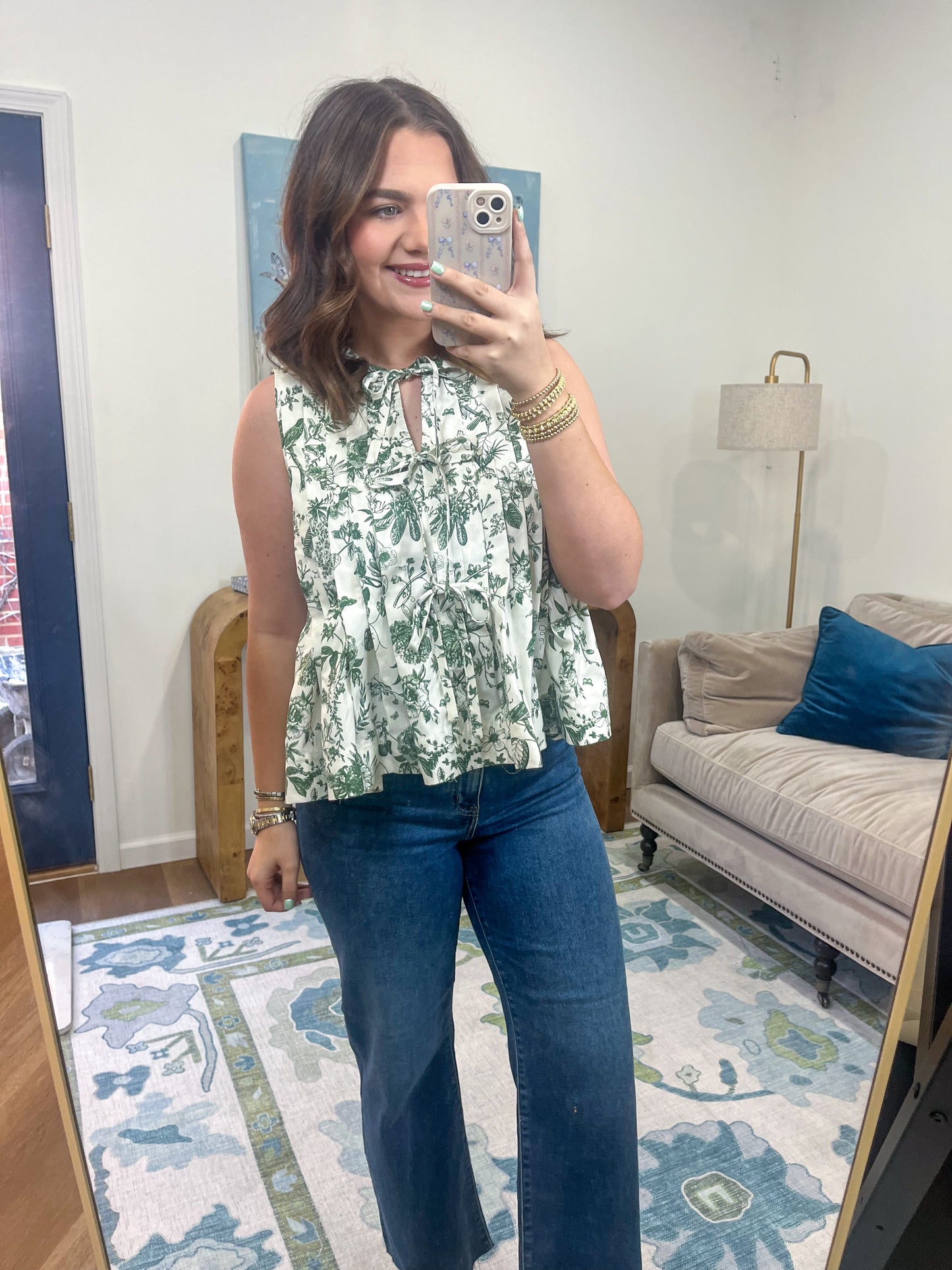 Emily Top in Olive Floral