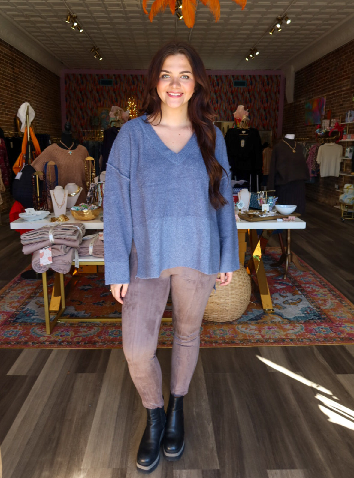 Sadie Suede Ankle Pants in Gray