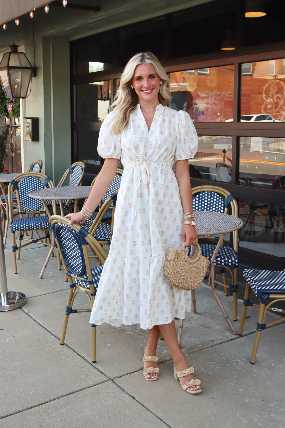 Lauren Midi Dress in Pink Floral