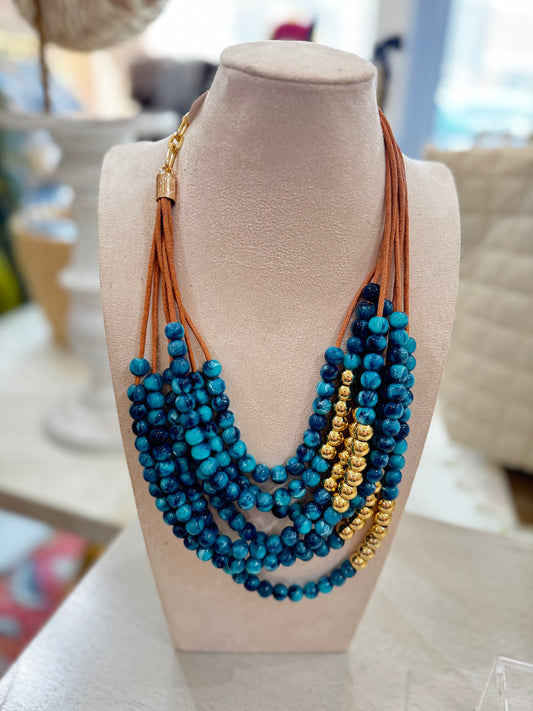 Chunky Blue Beaded Necklace