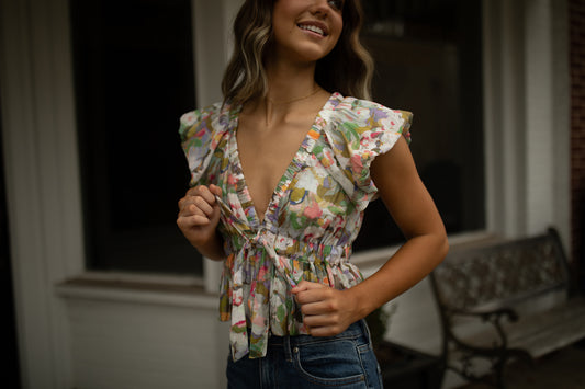 Adelina Top in Watercolor Floral