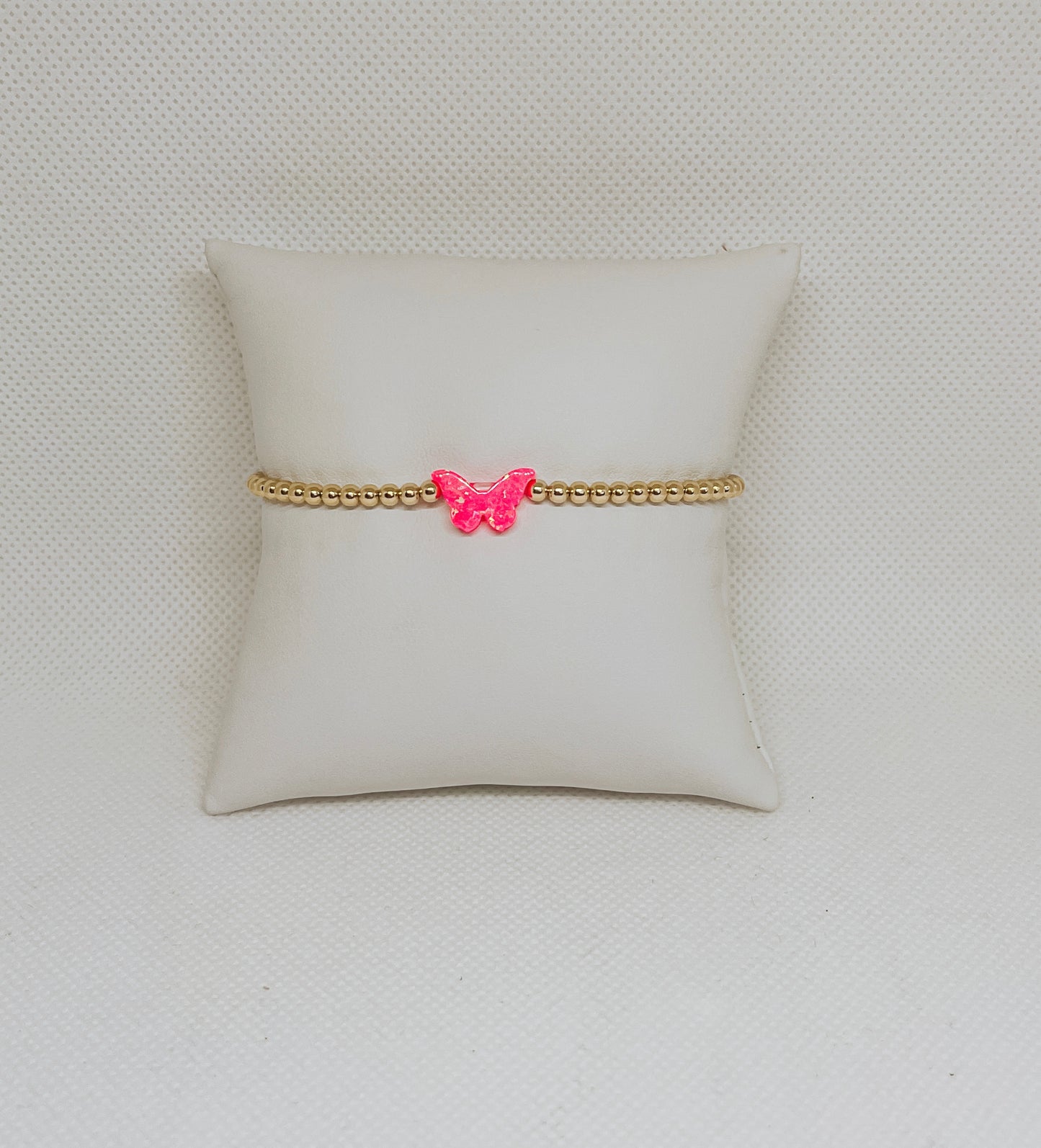 Hot pink butterfly gold filled bracelet