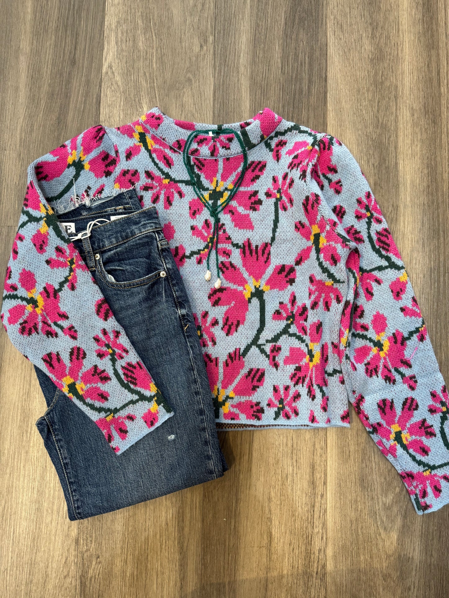 Martin Sweater in Blue/Fuchsia