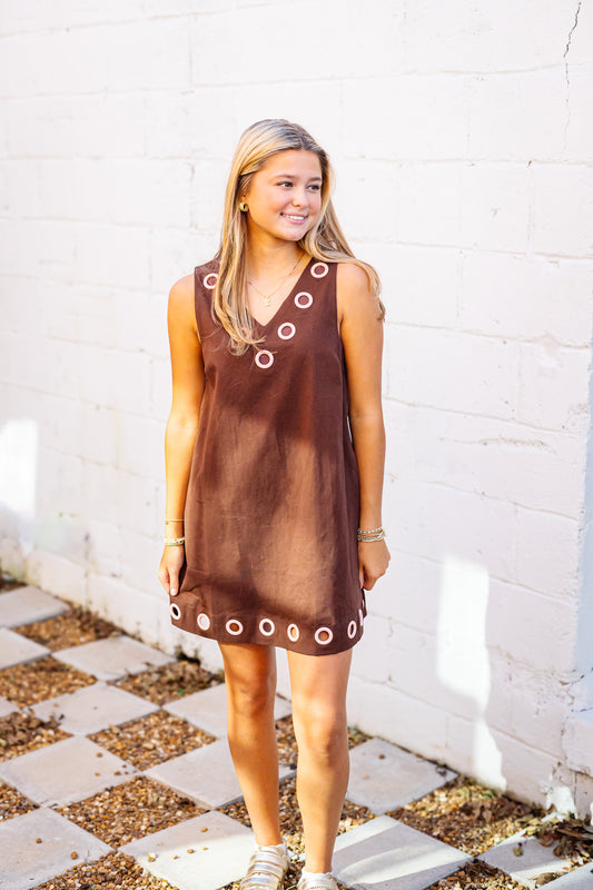 The Martina Dress in Brown