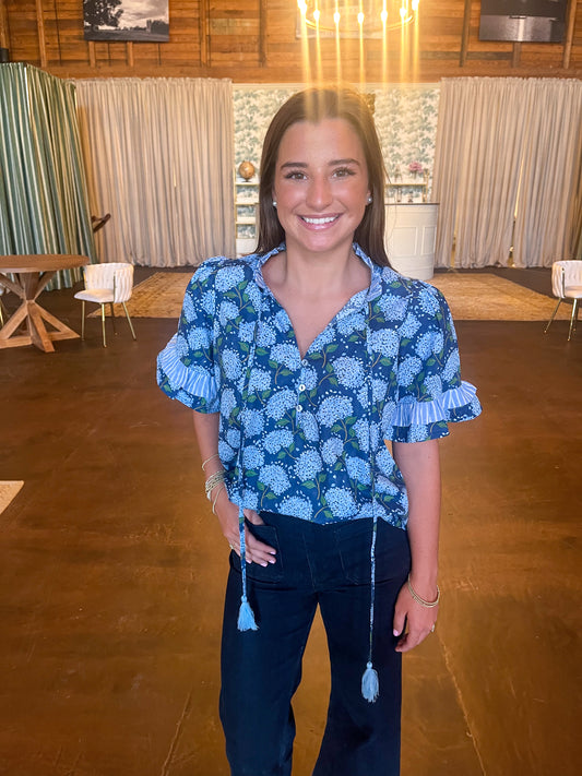 Jane Top in Navy Floral
