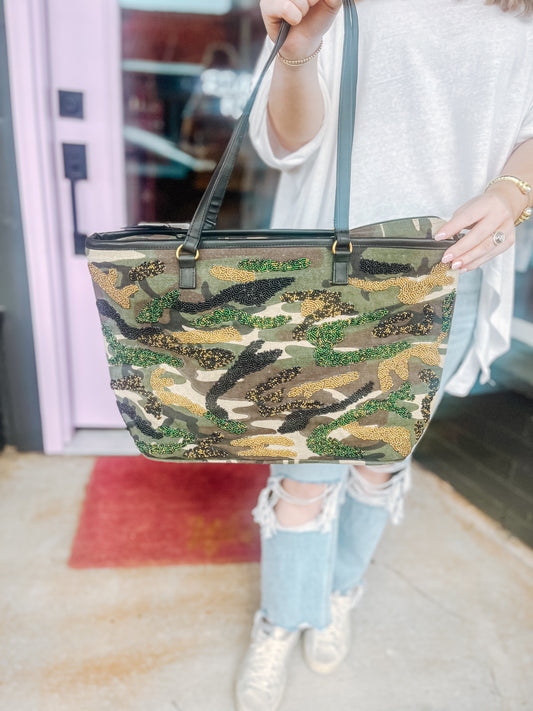 Sparkly Camo Tote