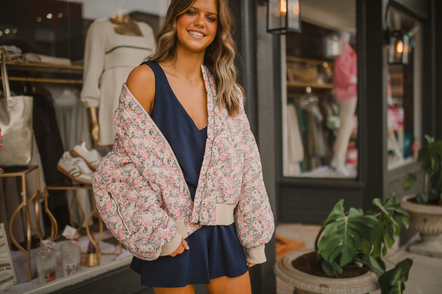 Kelsay Quilted Jacket in Pink Floral