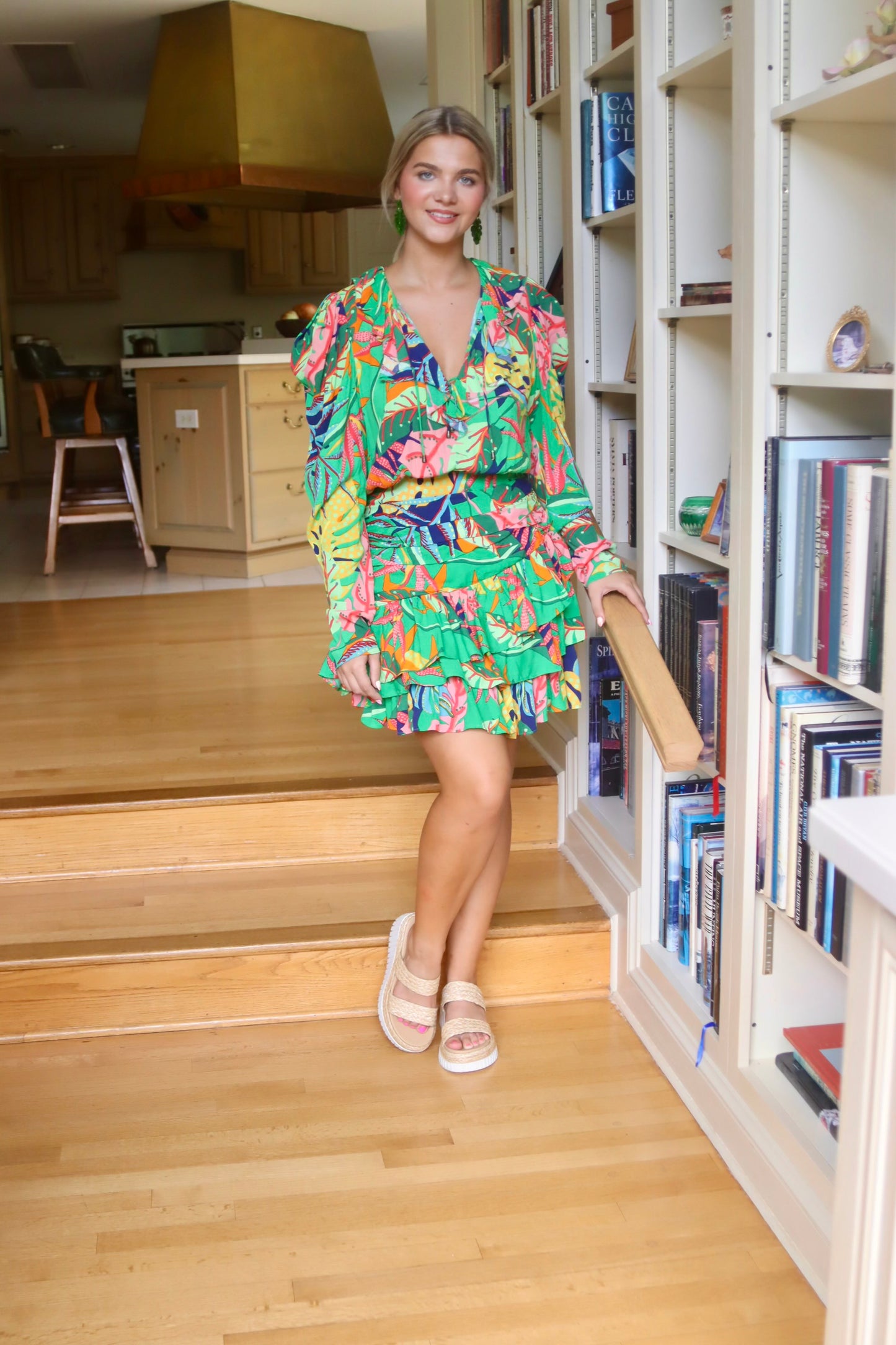 Karlie Tropical Ruffle Dress