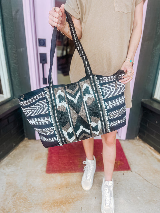 Ikat Noir Elegance Tote