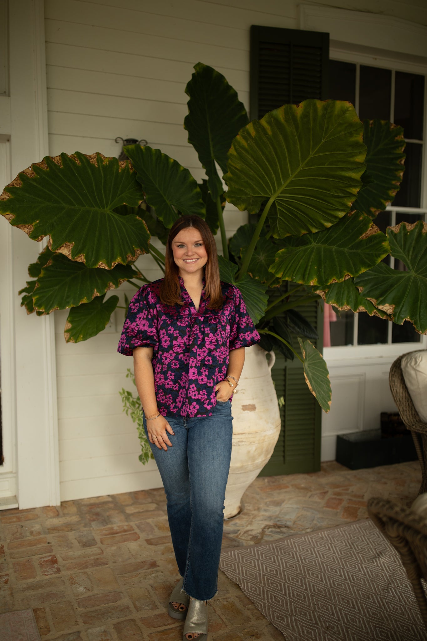 Anna Top in Navy Floral