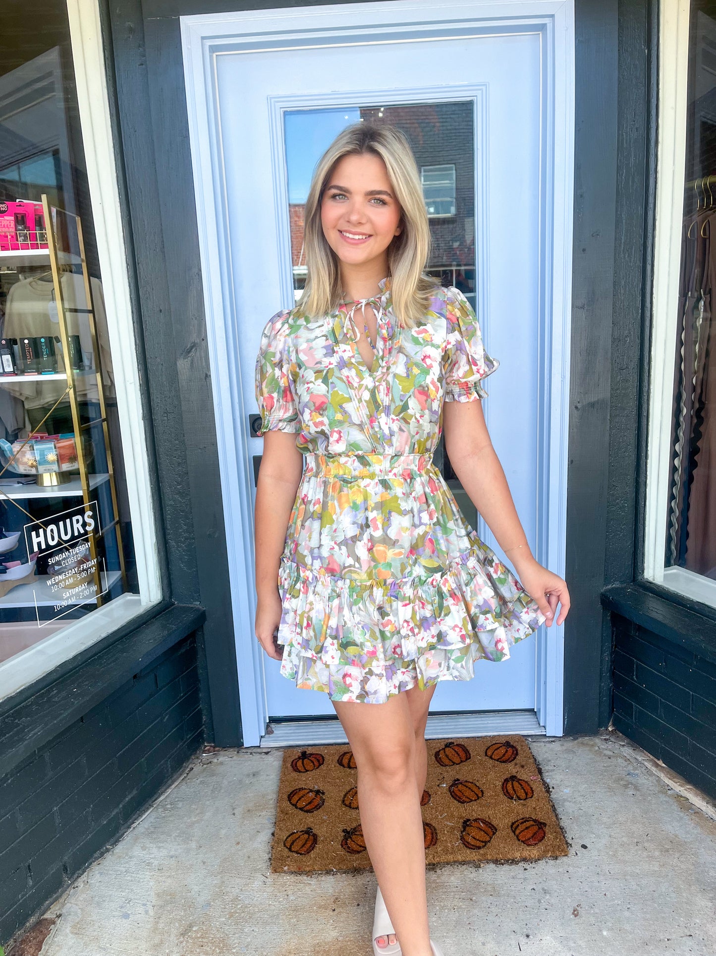 Gretta Mini Dress in Watercolor Floral