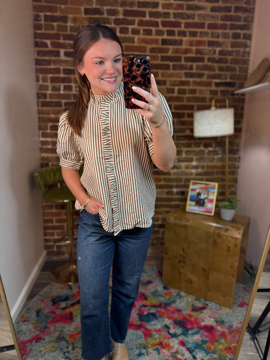 Camryn Top in Brown Stripe