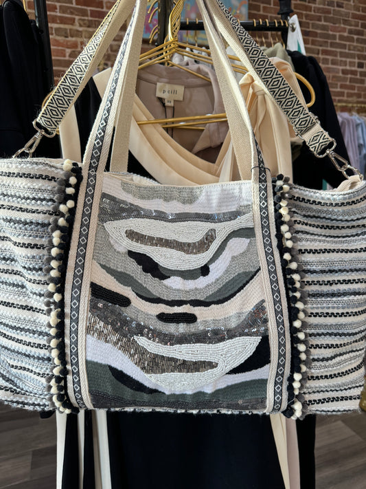 Black and Silver weekender tote