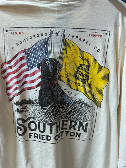 Flag/Dog Long Sleeve Southern Fried Cotton