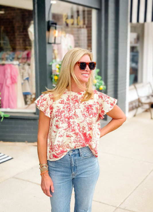 The Leah Ruffle Sleeve Top