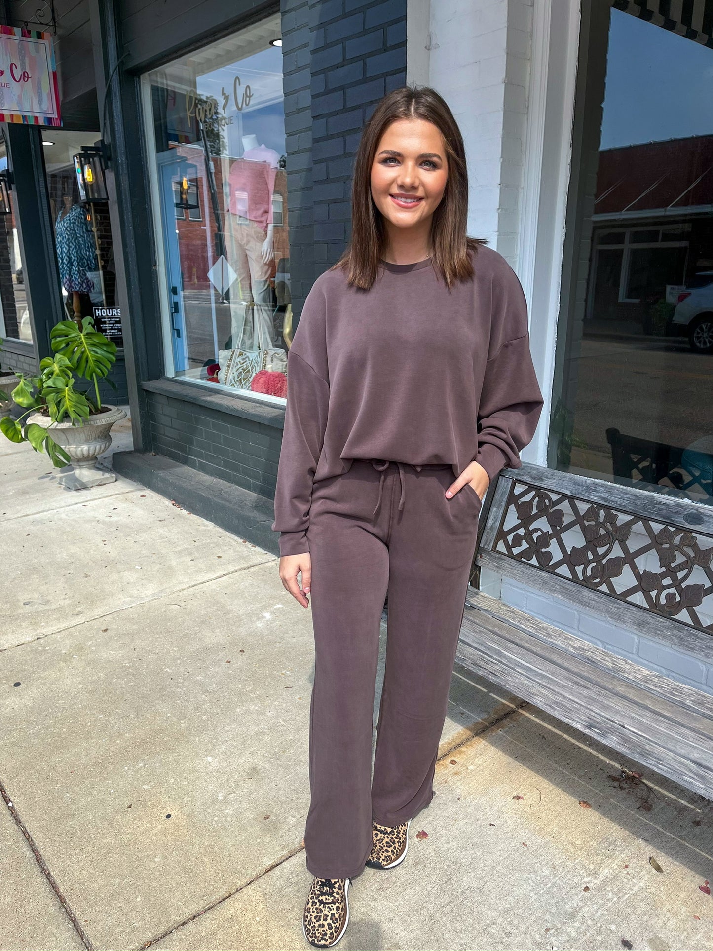 Kimberly Wide Leg Pant in chocolate