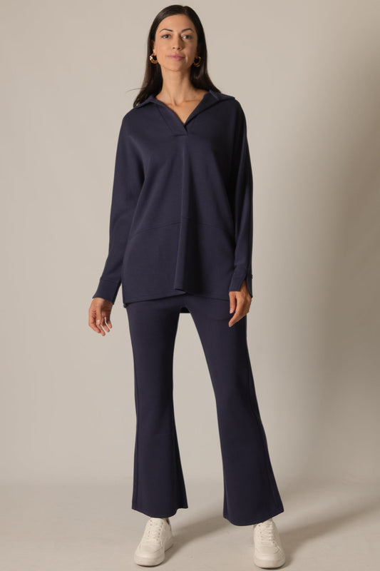 Harriet Collared Long Sleeve in Navy P.Cill
