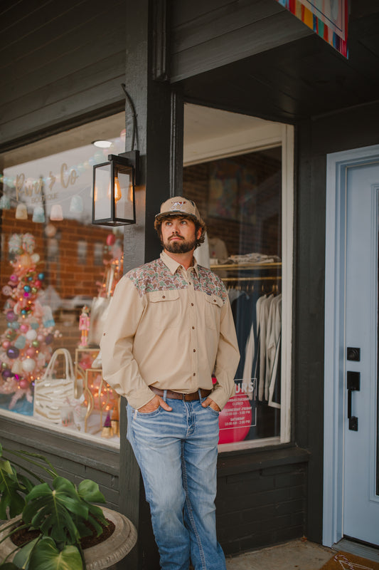 Wingman Button Down in Camo/Sand