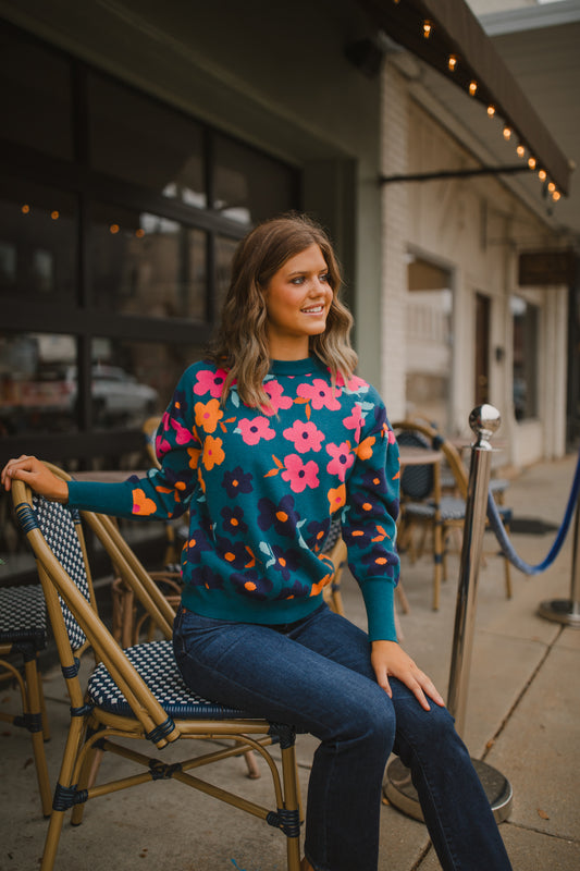 Meredith Flower Knit sweater