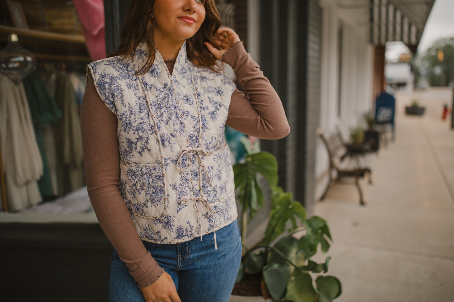 Gracie Vest in Blue Floral