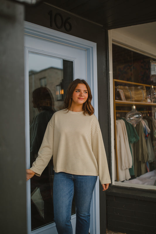 Alex Stripe Top in Lime