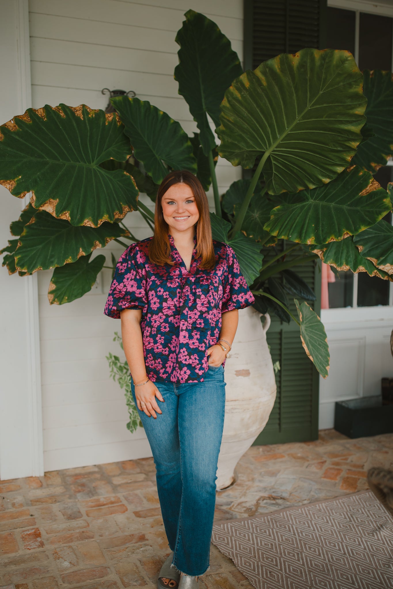 Anna Top in Navy Floral