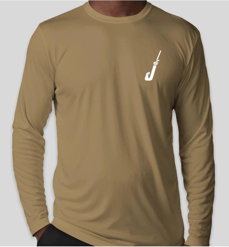 Long Sleeve Performance Tee in Tan