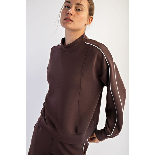 Jamie Mock Neck Top in Espresso