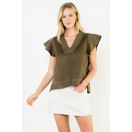 Casey Top in Olive