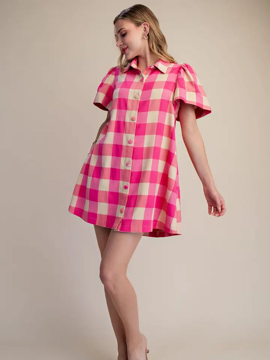 The Checkmate Dress in Pink