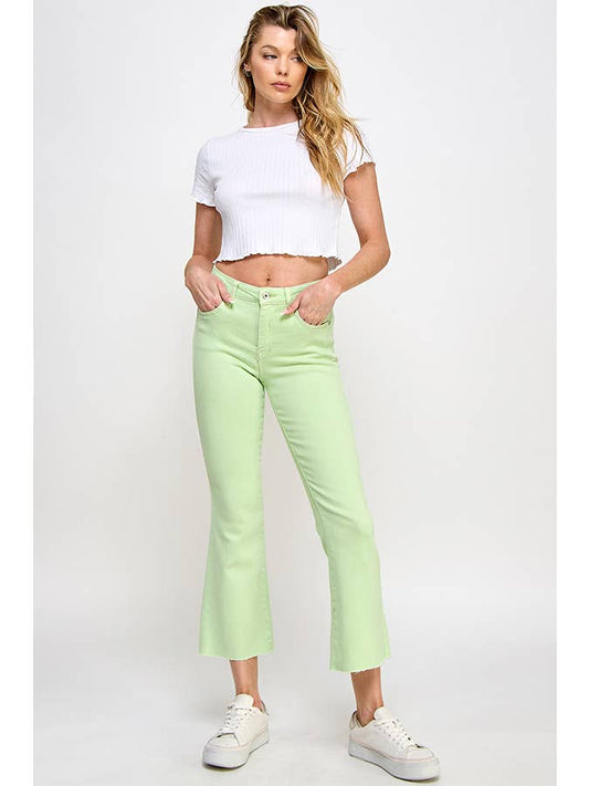 Pistachio Crop Flare Jean