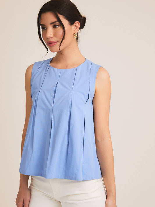 Maria Round Neck Pleated Top