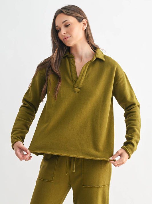 Katherine Pullover Top in Camo Green