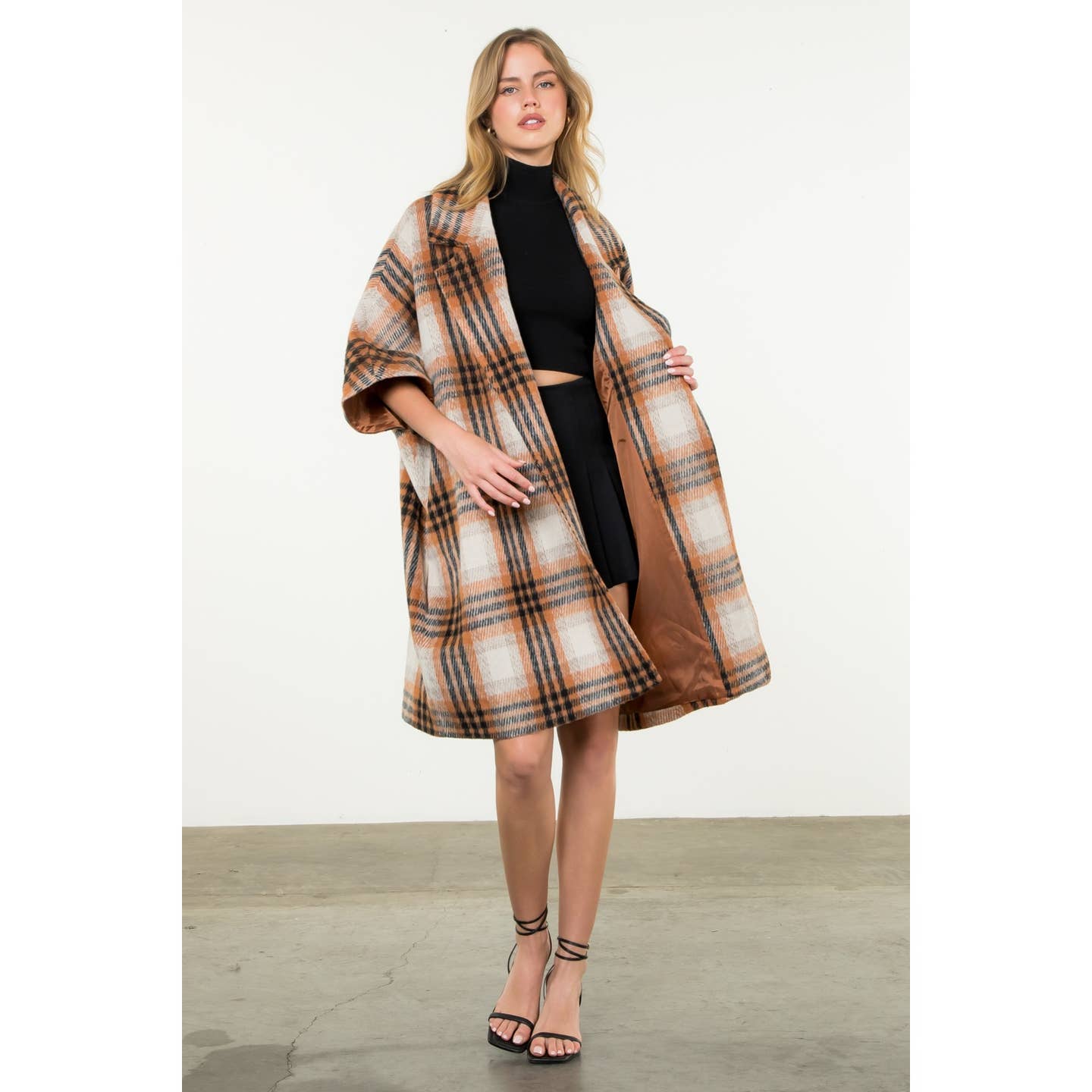 Rachel Midi Coat in Rust Plaid