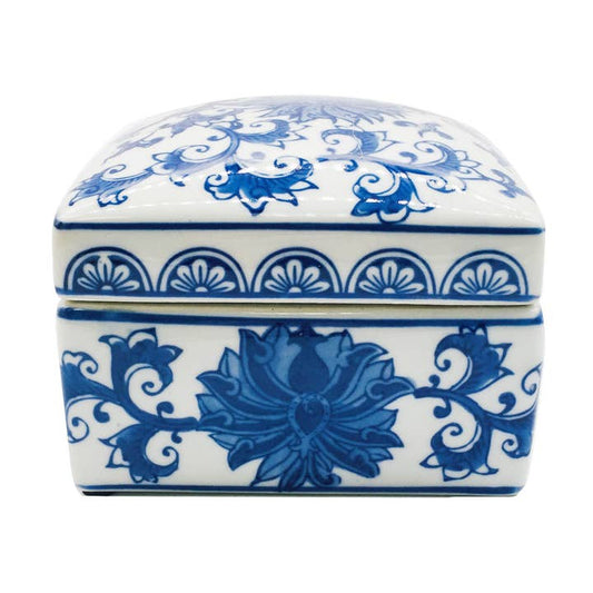 Blue & White Square Lotus Box