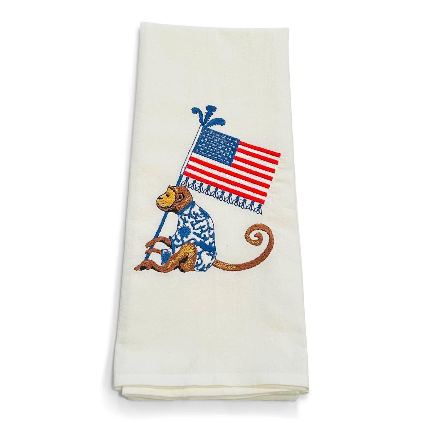 Monkey + American Flag Tea Towel