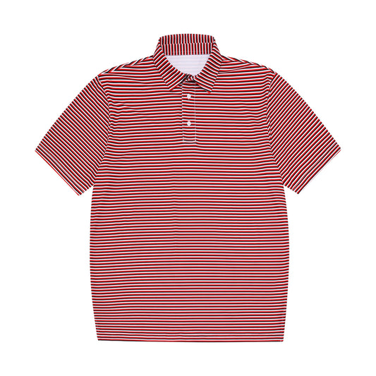 Red, Black & White Stripe Polo: Large