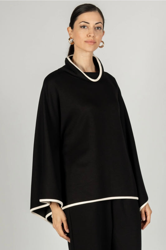 Stacy Poncho Top in Black