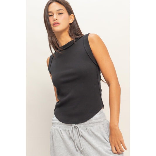 Seam Detail Tank Top in Black