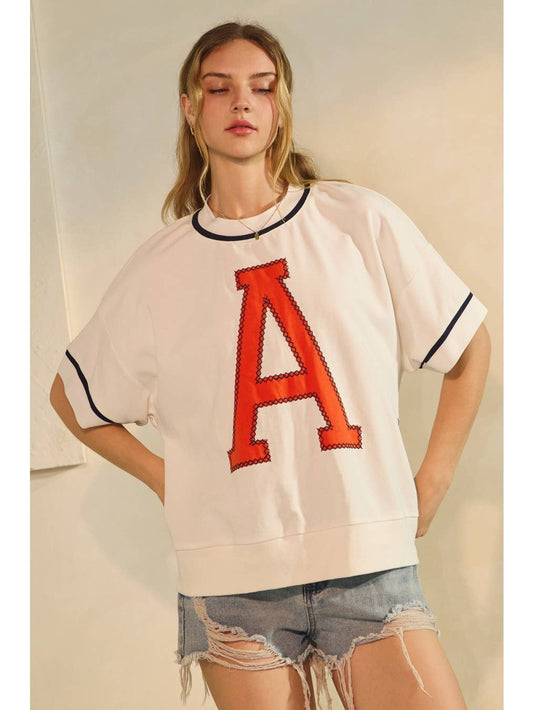 Auburn Short Sleeve Sweatshirt in White