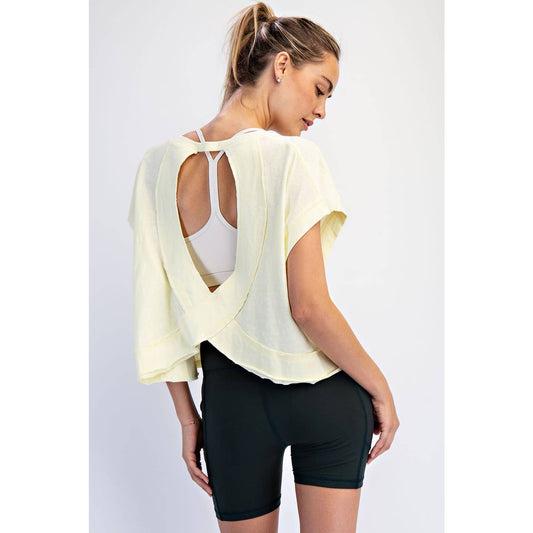 Cotton Open Back Top in Lemonilla