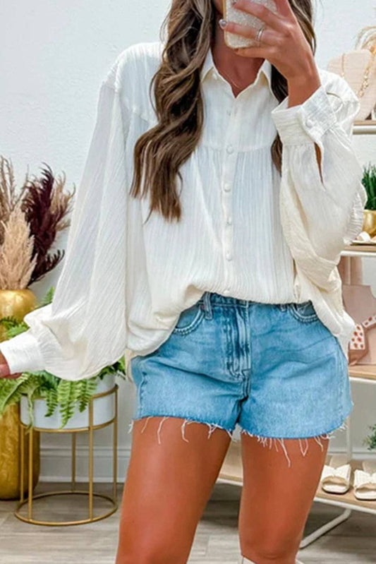White Crinkled Texture Shirt
