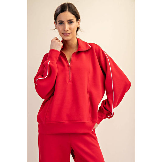 Emmie Quarter Zip in Red
