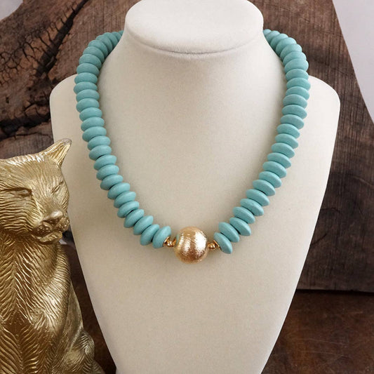 Turquoise Saucer Bead Necklace