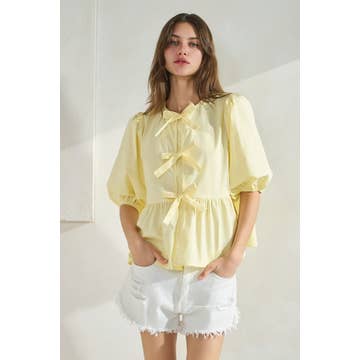 Kendall Poplin Top in Yellow