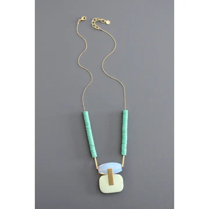 Opal and Mint Pendant Necklace