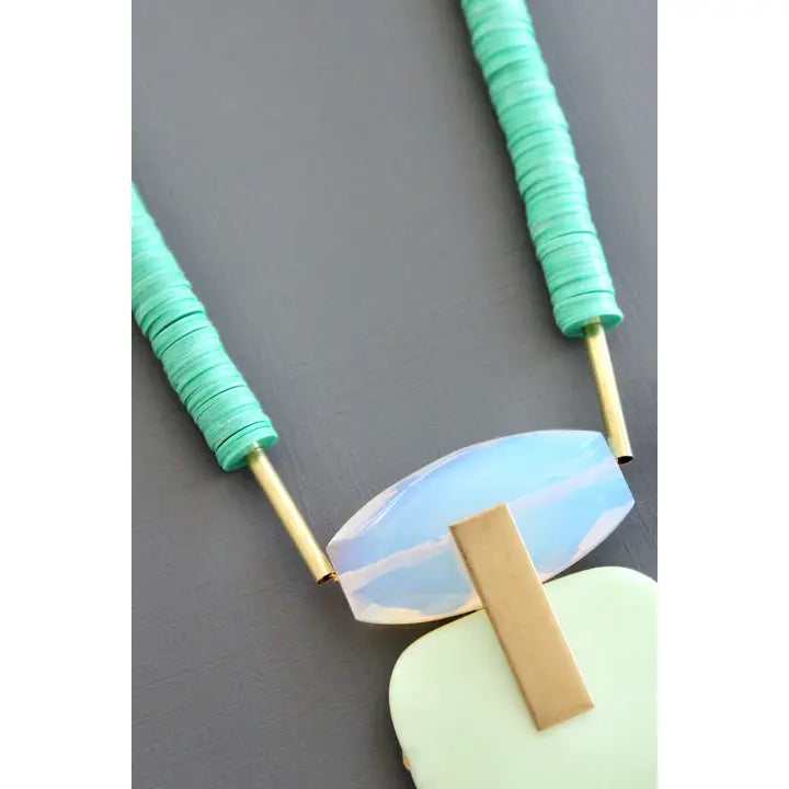 Opal and Mint Pendant Necklace